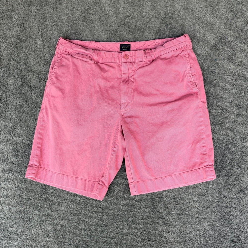 J.Crew Stanton Mens Pink Chino Shorts Size 35 Cotton Twill Mid Rise 9 Inseam